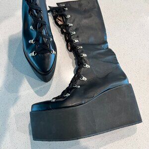 🔥 NEW LACE-UP FLATFORM WEDGE KNEE-HIGH BOOTS — WOMEN’S 13W 🔥